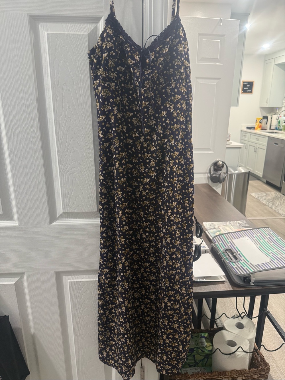 Blu Pepper Black Floral Midi Dress